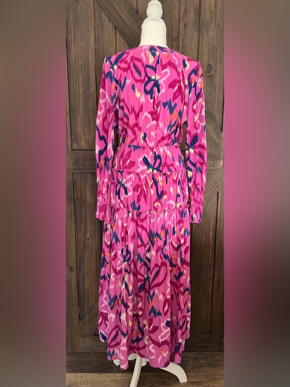💖 NWOT Chico's Tiered Maxi Dress | Pink & Purple Floral Print | Size 00 XS-S - Picture 4 of 6